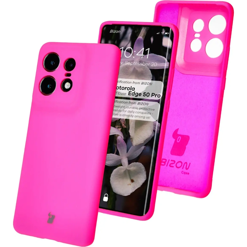 Hurtownia GSM - Silikonowe etui Bizon Soft Case do Motorola Edge 50 Pro neonowo-różowe - BIZ6234 - {ean13} - Hurt