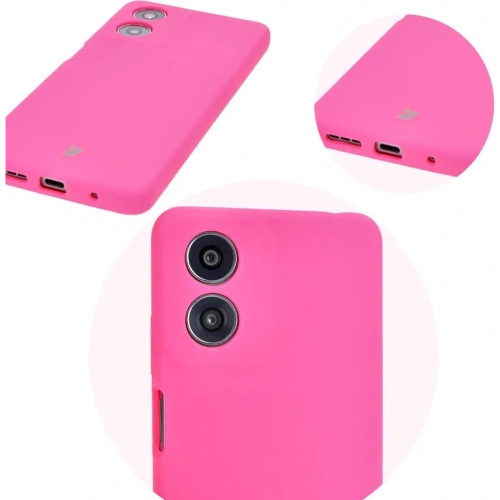 Silikonowe etui Bizon Soft Case do Motorola Moto G04 neonowo-różowe