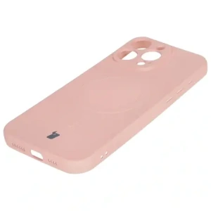 Silikonowe etui z pierścieniem magnetycznym Bizon Case Silicone Magnetic do Apple iPhone 16 Pro Max jasnoróżowe