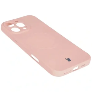 Silikonowe etui z pierścieniem magnetycznym Bizon Case Silicone Magnetic do Apple iPhone 16 Pro Max jasnoróżowe