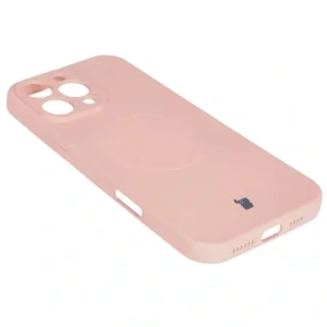 Silikonowe etui z pierścieniem magnetycznym Bizon Case Silicone Magnetic do Apple iPhone 16 Pro jasnoróżowe