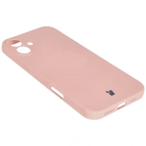 Silikonowe etui z pierścieniem magnetycznym Bizon Case Silicone Magnetic do Apple iPhone 16 jasnoróżowe