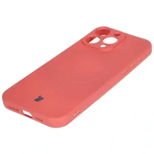 Silikonowe etui z pierścieniem magnetycznym Bizon Case Silicone Magnetic do Apple iPhone 16 Pro Max brudnoróżowe