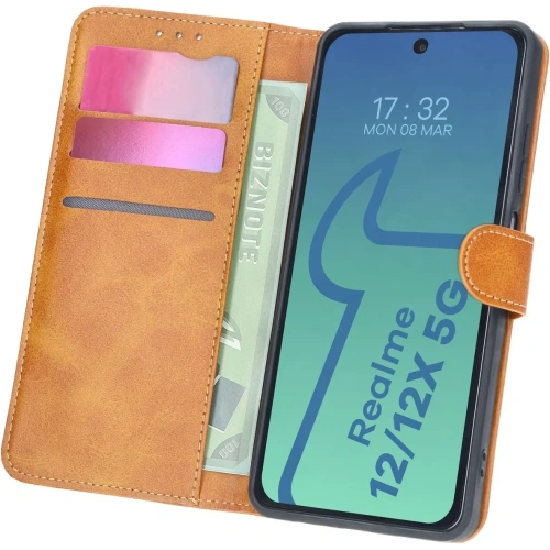 Etui z klapką Bizon Case Pocket do Realme 12 / 12x brązowe
