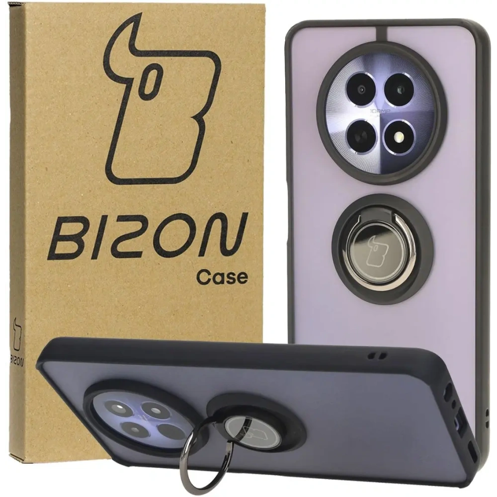 Hurtownia GSM - Etui s úchytem na prst Bizon Case Hybrid Ring pro Realme 12 / 12x kouřové s černým rámečkem - BIZ6275 - {ean13} - Hurt