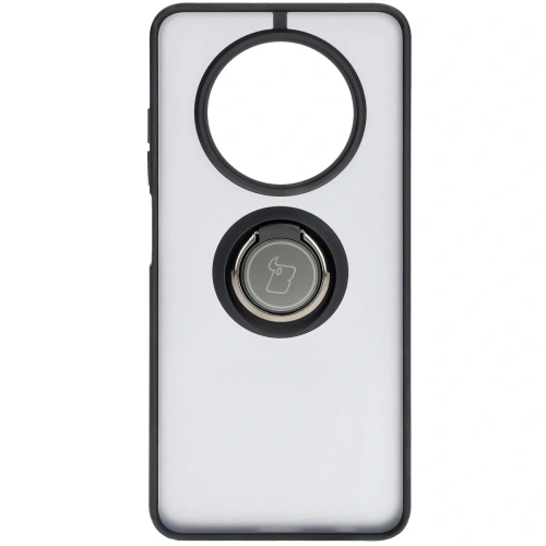 Etui z uchwytem na palec Bizon Case Hybrid Ring do Realme 12 / 12x przydymione z czarną ramką