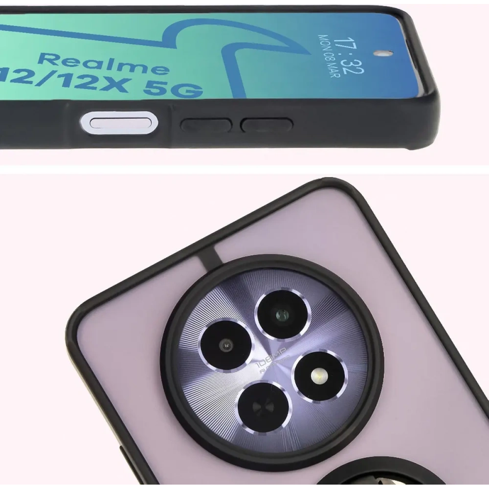 Hurtownia GSM - Etui z uchwytem na palec Bizon Case Hybrid Ring do Realme 12 / 12x przydymione z czarną ramką - BIZ6275 - {ean13} - Hurt