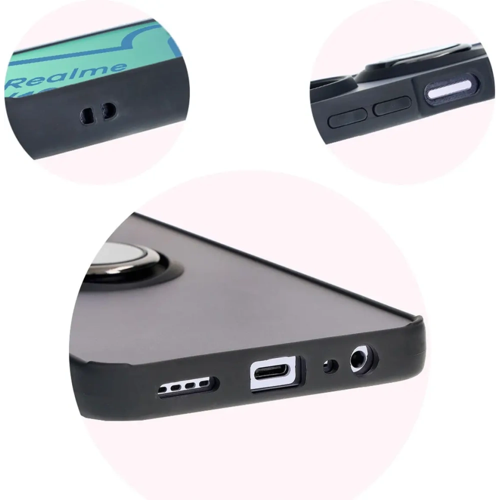 Hurtownia GSM - Etui s úchytem na prst Bizon Case Hybrid Ring pro Realme 12 / 12x kouřové s černým rámečkem - BIZ6275 - {ean13} - Hurt