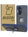 Pouzdro s úchytem na prst Bizon Case Hybrid Ring pro Honor 200 Pro kouřové s modrým rámečkem