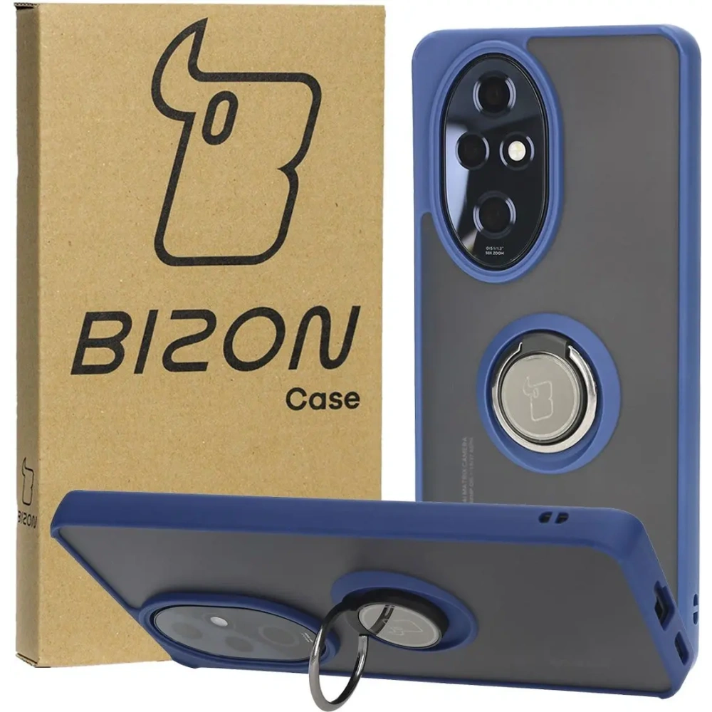 Hurtownia GSM - Etui z uchwytem na palec Bizon Case Hybrid Ring do Honor 200 Pro przydymione z granatową ramką - BIZ6276 - {ean13} - Hurt