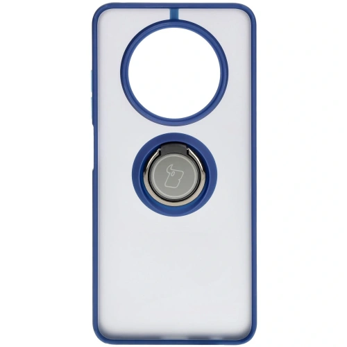Etui z uchwytem na palec Bizon Case Hybrid Ring do Realme 12 / 12x przydymione z granatową ramką