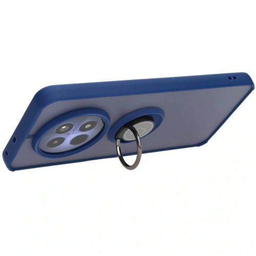 Etui z uchwytem na palec Bizon Case Hybrid Ring do Realme 12 / 12x przydymione z granatową ramką