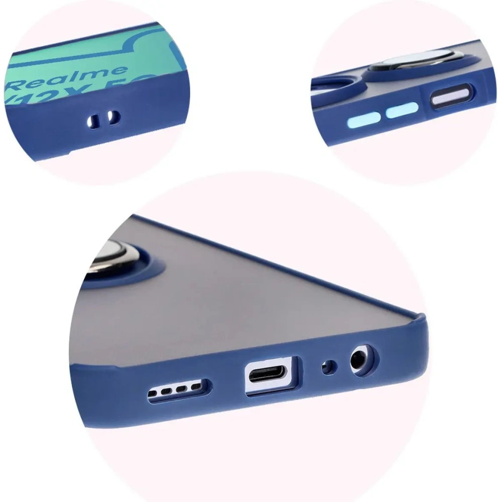 Hurtownia GSM - Bizon Case Hybrid Ring Realme 12 / 12x füstös színű, tengerészkék kerettel - BIZ6277 - {ean13} - Hurt