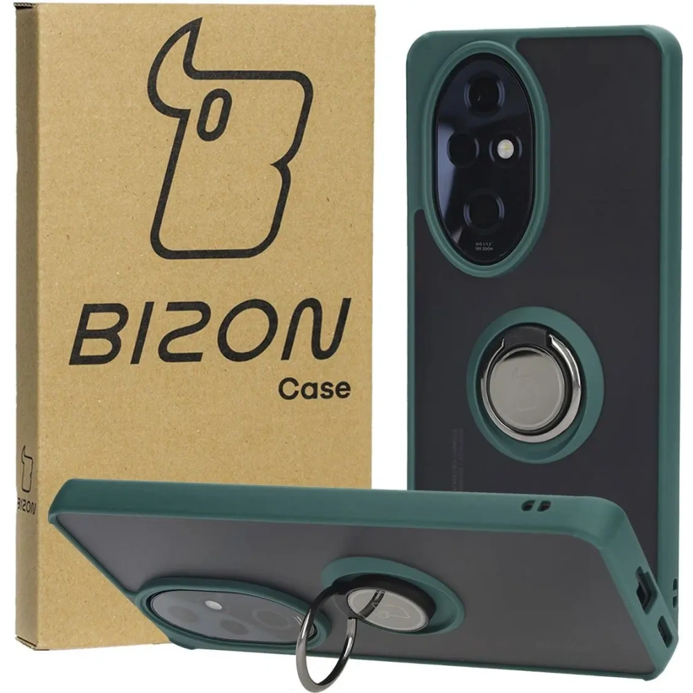 Hurtownia GSM - Etui z uchwytem na palec Bizon Case Hybrid Ring do Honor 200 Pro przydymione z ciemnozieloną ramką - BIZ6278 - {ean13} - Hurt