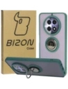Pouzdro s prstovým držákem Bizon Case Hybrid Ring pro Realme 12 / 12x kouřové s tmavě zeleným rámem.