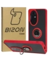 Pouzdro s úchopem na prst Bizon Case Hybrid Ring pro Honor 200 Pro kouřové s červeným rámem