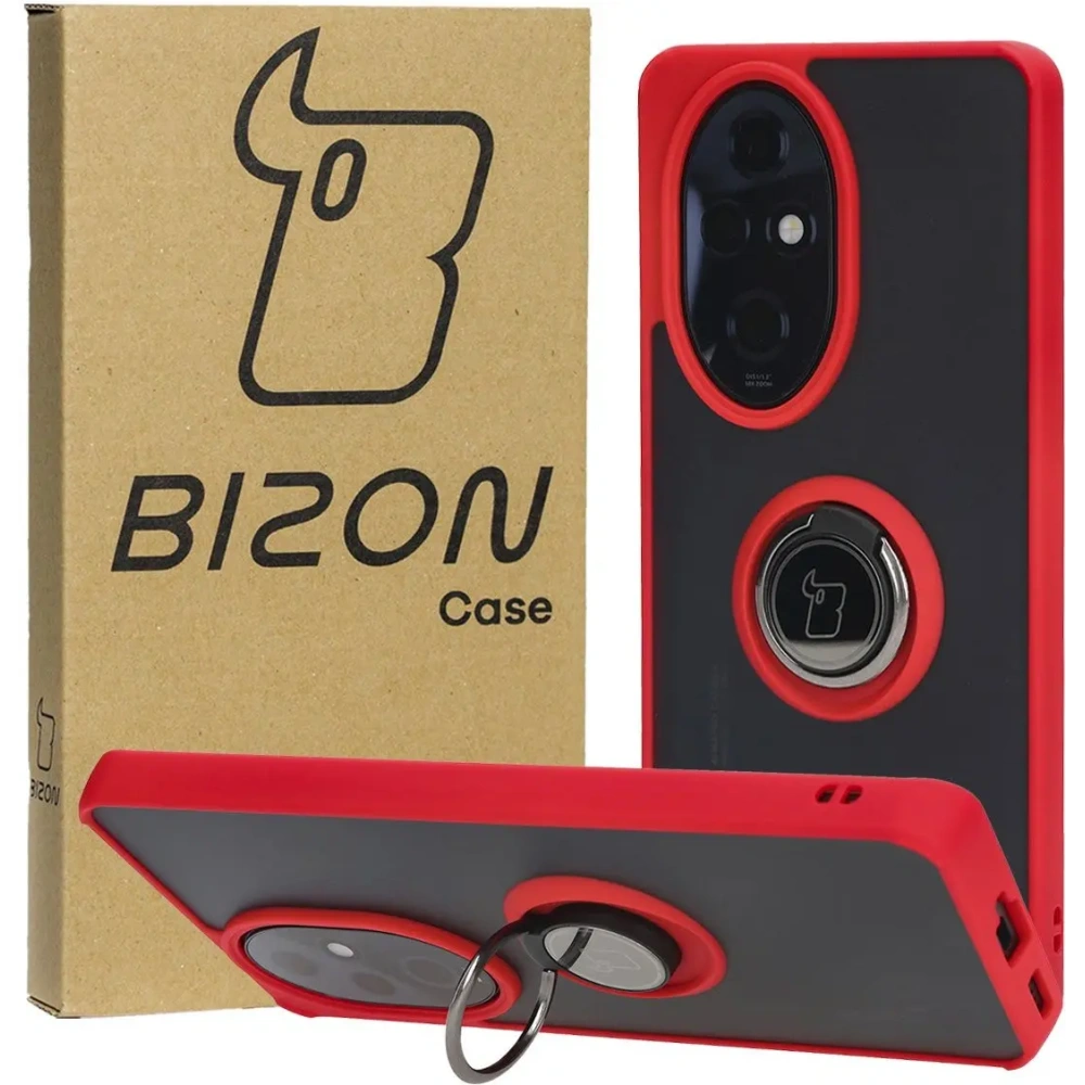 Hurtownia GSM - Bizon Case Hybrid Gyűrű Tisztelet 200 Pro füstös vörös kerettel - BIZ6280 - {ean13} - Hurt