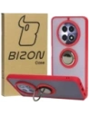 Etui s úchopem na prst Bizon Case Hybrid Ring pro Realme 12 / 12x kouřové s červeným rámem