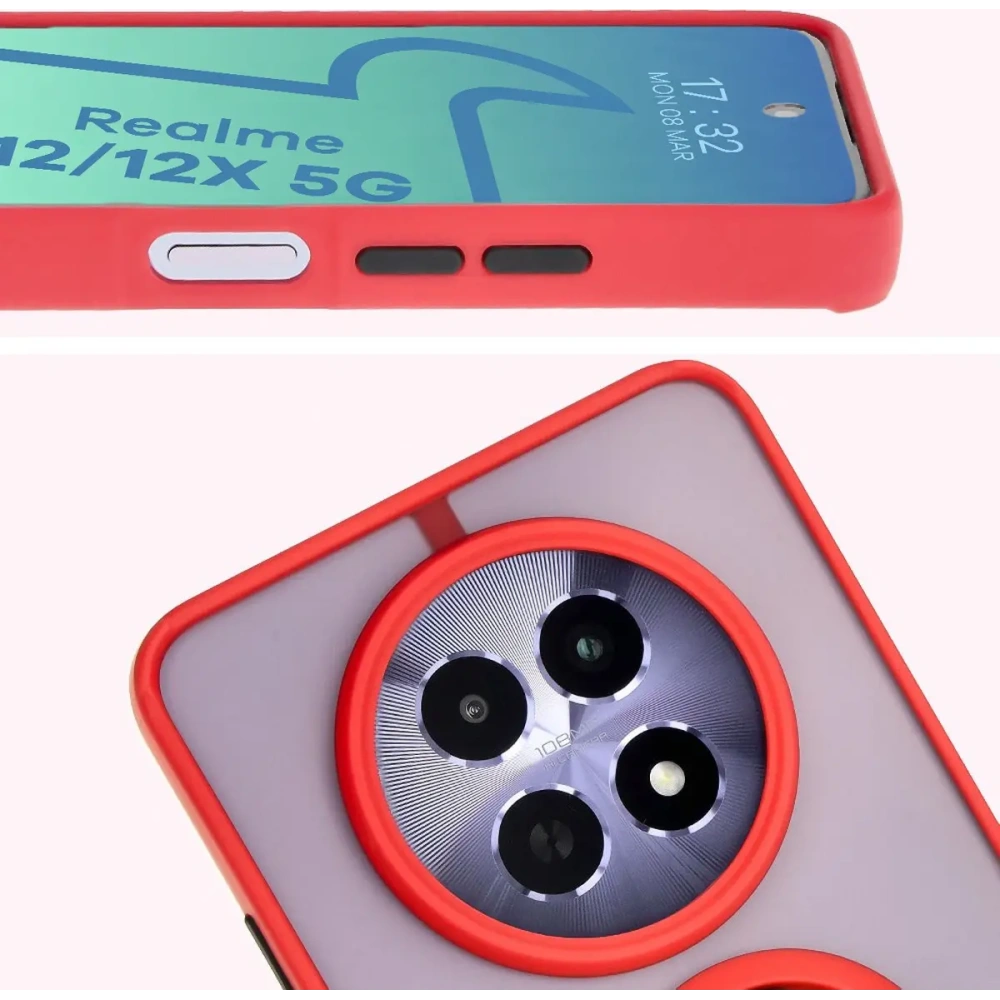 Hurtownia GSM - Bizon Case Hybrid Gyűrű Realme 12 / 12x füstös piros kerettel - BIZ6281 - {ean13} - Hurt