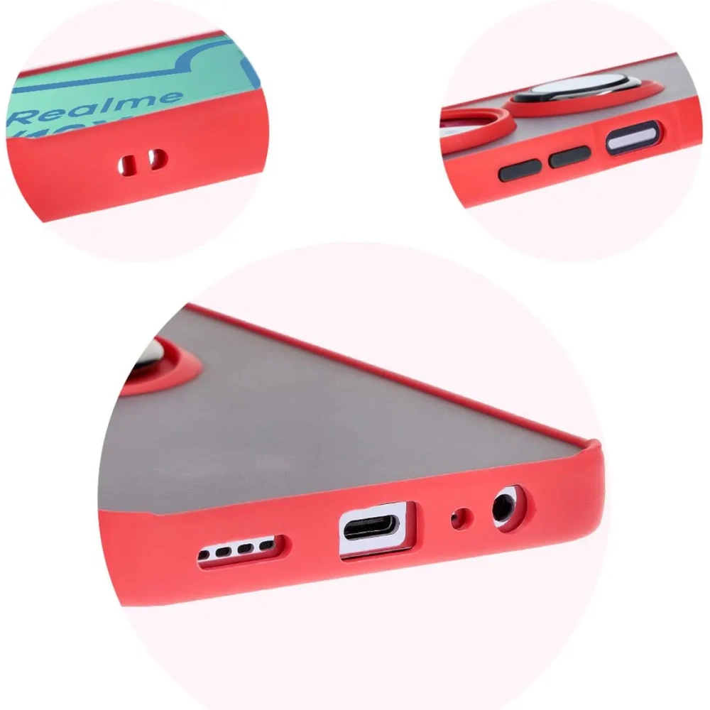 Hurtownia GSM - Bizon Case Hybrid Gyűrű Realme 12 / 12x füstös piros kerettel - BIZ6281 - {ean13} - Hurt