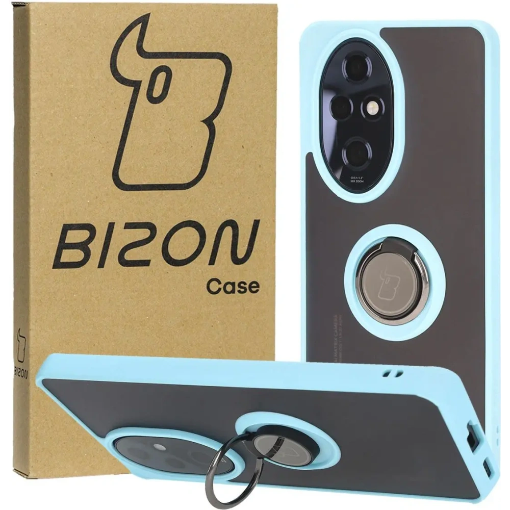 Hurtownia GSM - Etui s úchopem na prst Bizon Case Hybrid Ring pro Honor 200 Pro kouřové s světle modrým rámem - BIZ6282 - {ean13} - Hurt