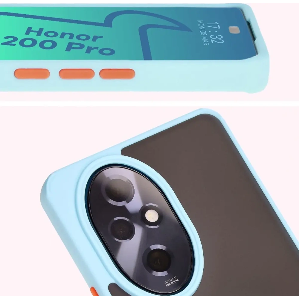 Hurtownia GSM - Etui s úchopem na prst Bizon Case Hybrid Ring pro Honor 200 Pro kouřové s světle modrým rámem - BIZ6282 - {ean13} - Hurt