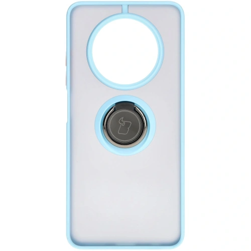 Etui z uchwytem na palec Bizon Case Hybrid Ring do Realme 12 / 12x przydymione z jasnoniebieską ramką