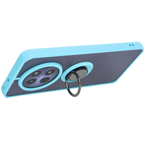 Etui z uchwytem na palec Bizon Case Hybrid Ring do Realme 12 / 12x przydymione z jasnoniebieską ramką