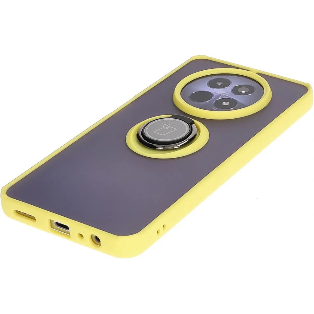 Hurtownia GSM - Pouzdro s úchopem na prst Bizon Case Hybrid Ring pro Realme 12 / 12x zakouřené se žlutým rámečkem - BIZ6285 - {ean13} - Hurt