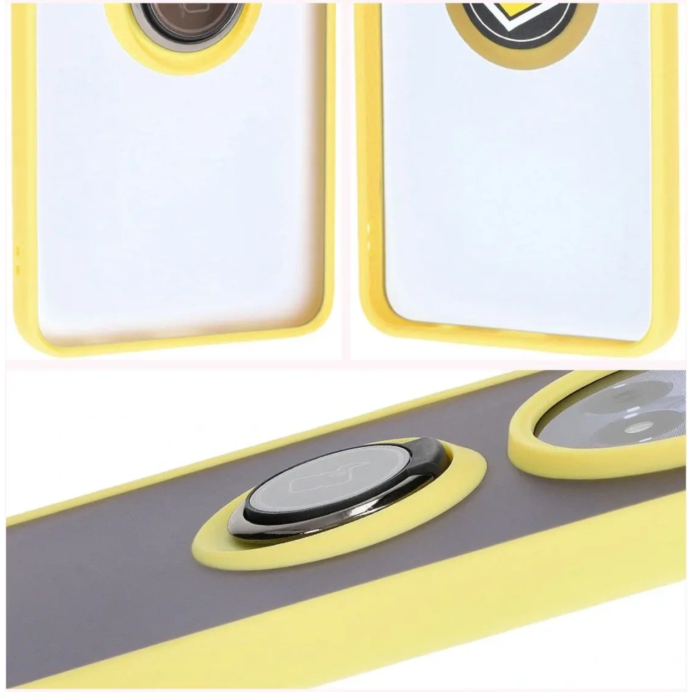 Hurtownia GSM - Pouzdro s úchopem na prst Bizon Case Hybrid Ring pro Realme 12 / 12x zakouřené se žlutým rámečkem - BIZ6285 - {ean13} - Hurt