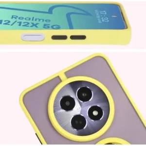 Hurtownia GSM - Etui z uchwytem na palec Bizon Case Hybrid Ring do Realme 12 / 12x przydymione z żółtą ramką - BIZ6285 - {ean13} - Hurt