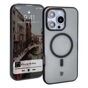 Hurtownia GSM - Etui z pierścieniem magnetickým Bizon Case MatteO do Apple iPhone 16 Pro poloprůhledné s černým rámečkem - BIZ6301 - {ean13} - Hurt