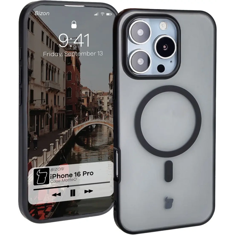 Hurtownia GSM - Bizon Case MatteO Apple iPhone 16 Pro transparent cu cadru negru - BIZ6301 - {ean13} - Hurt