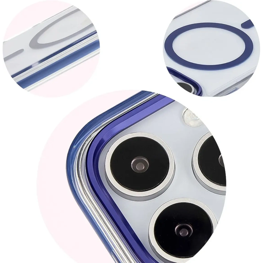 Hurtownia GSM - Etui z pierścieniem magnetickým Bizon Case Marco do Apple iPhone 16 Pro Max průhledné s modrým rámečkem - BIZ6305 - {ean13} - Hurt