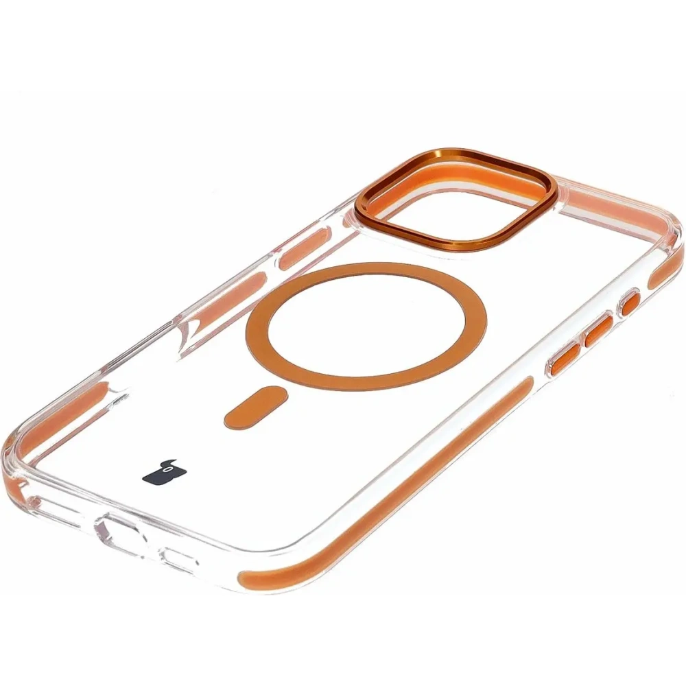 Hurtownia GSM - Etui s magnetickým kroužkem Bizon Case Marco pro Apple iPhone 16 Pro Max průhledné s oranžovým rámem - BIZ6306 - {ean13} - Hurt