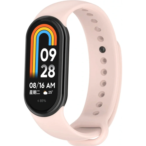 Silikonowy pasek Bizon Strap Watch Silicone do Xiaomi Smart Band 9 / 9 NFC / 8 jasnoróżowy