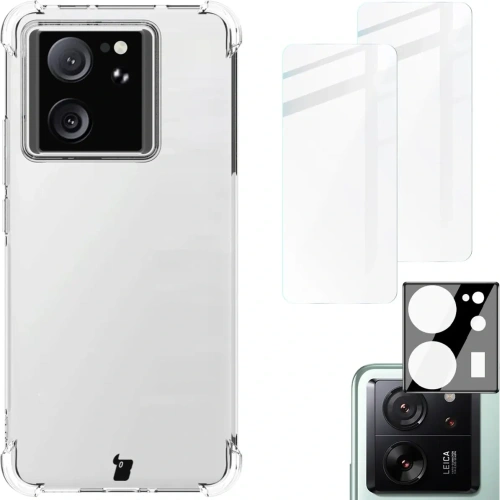 Etui + 2x szkło hartowane na ekran + szkło na obiektyw Bizon Case Clear Pack do Xiaomi 13T / 13T Pro