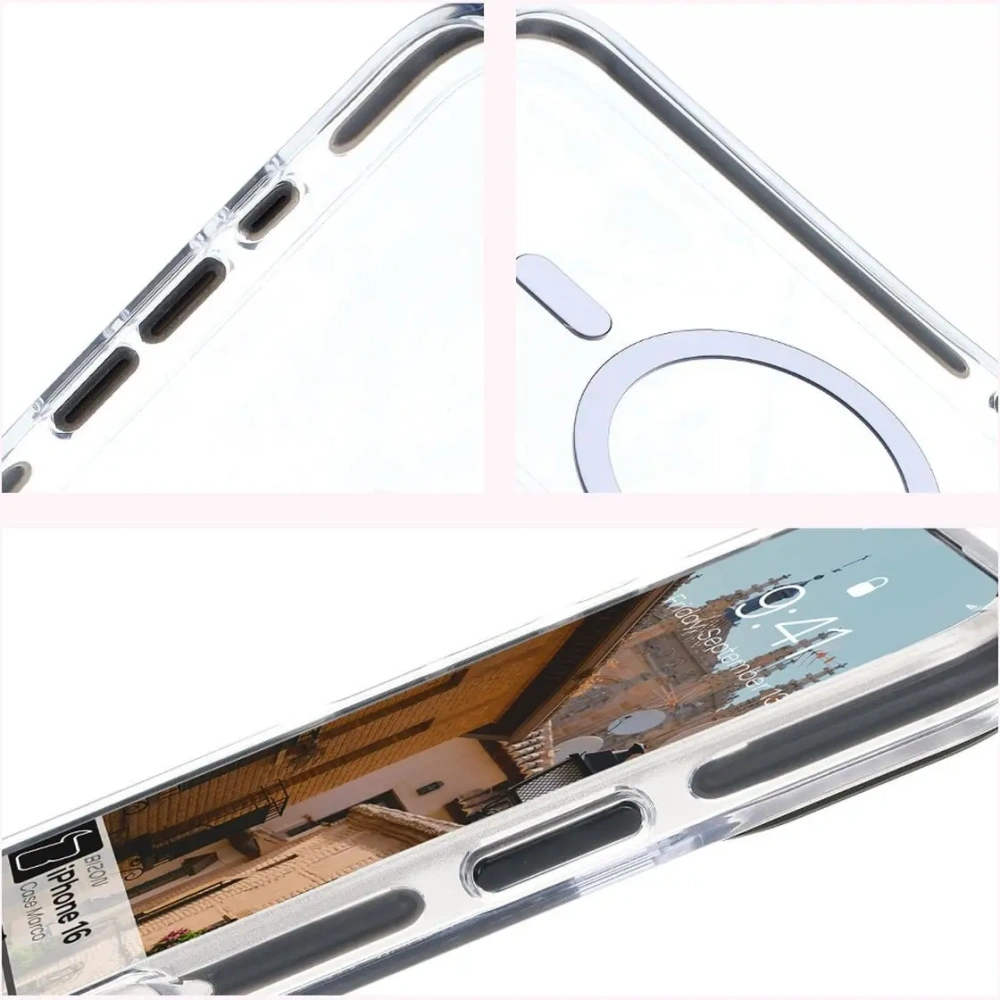 Hurtownia GSM - Bizon Case Marco Apple iPhone 16 transparent cu cadru negru - BIZ6318 - {ean13} - Hurt