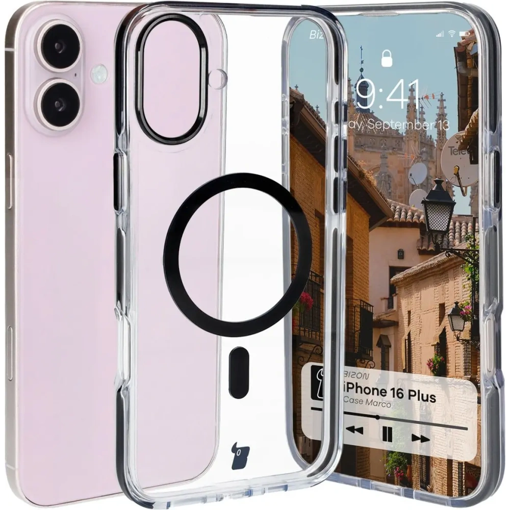 Hurtownia GSM - Bizon Case Marco Apple iPhone 16 Plus klar mit schwarzem Rahmen - BIZ6319 - {ean13} - Hurt