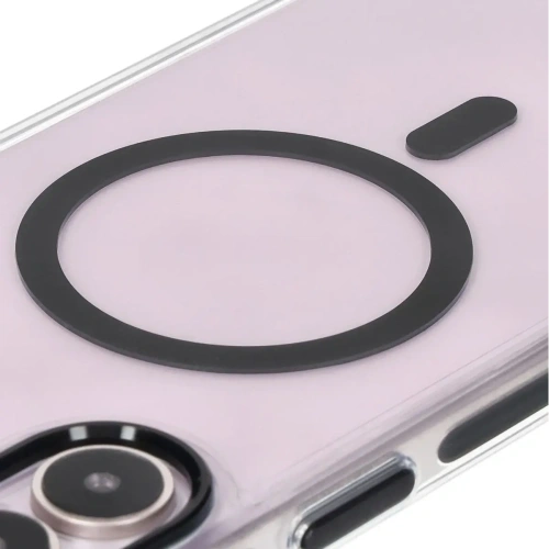 Etui z pierścieniem magnetycznym Bizon Case Marco do Apple iPhone 16 Plus przezroczyste z czarną ramką