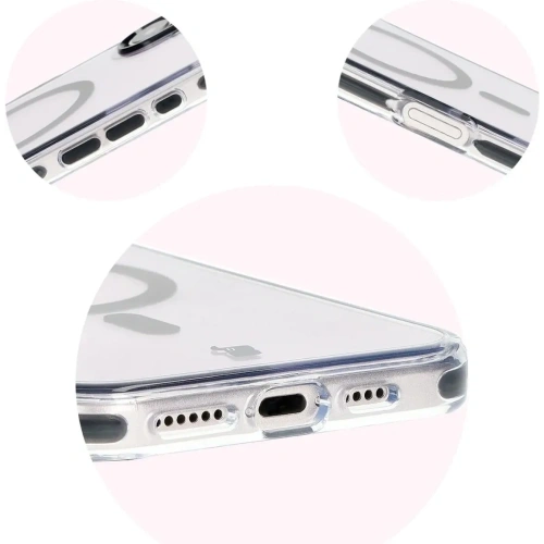 Etui z pierścieniem magnetycznym Bizon Case Marco do Apple iPhone 16 Plus przezroczyste z czarną ramką