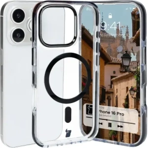 Hurtownia GSM - Etui s magnetickým kroužkem Bizon Case Marco pro Apple iPhone 16 Pro průhledné s černým rámem - BIZ6320 - {ean13} - Hurt