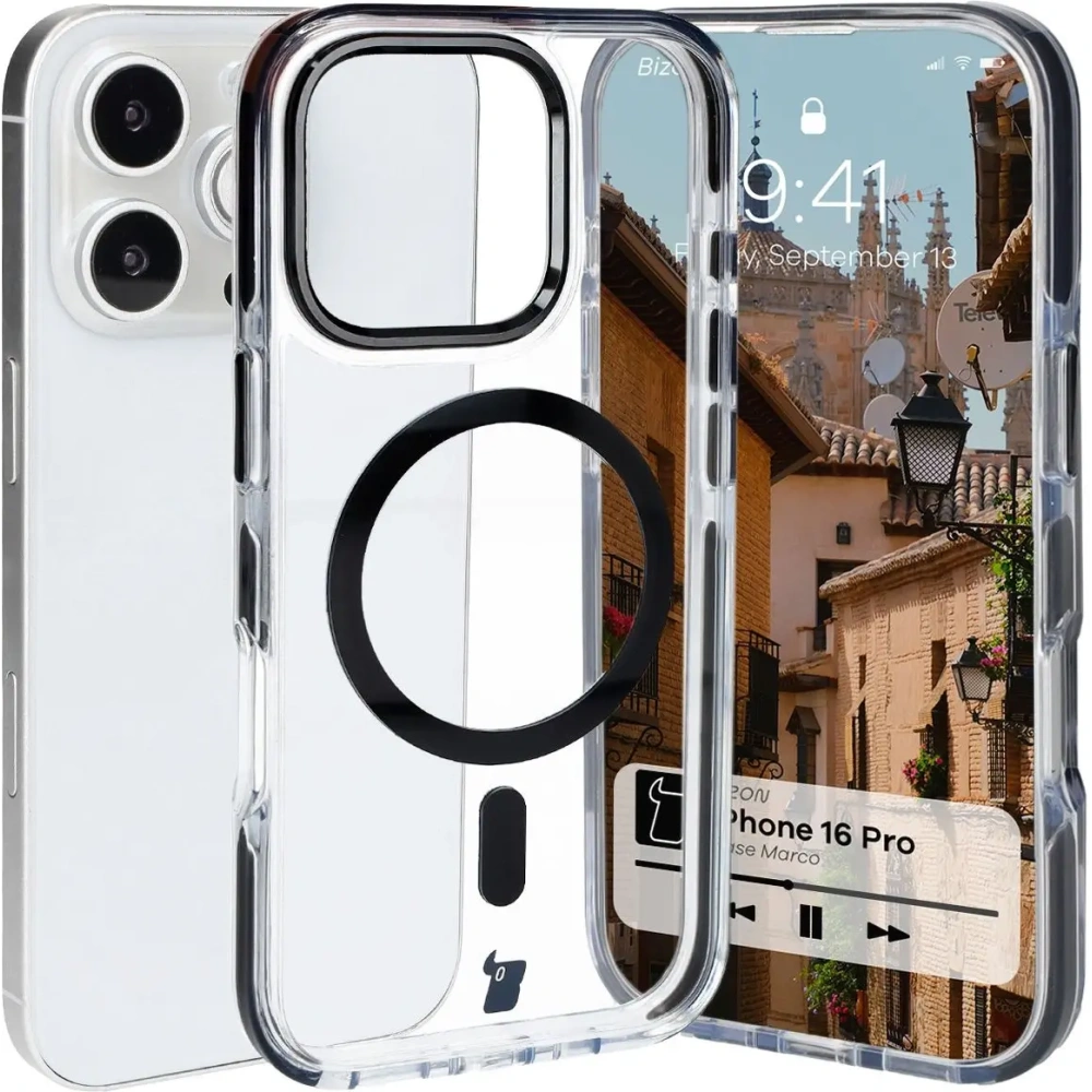 Hurtownia GSM - Bizon Case Marco Apple iPhone 16 Pro átlátszó fekete kerettel - BIZ6320 - {ean13} - Hurt