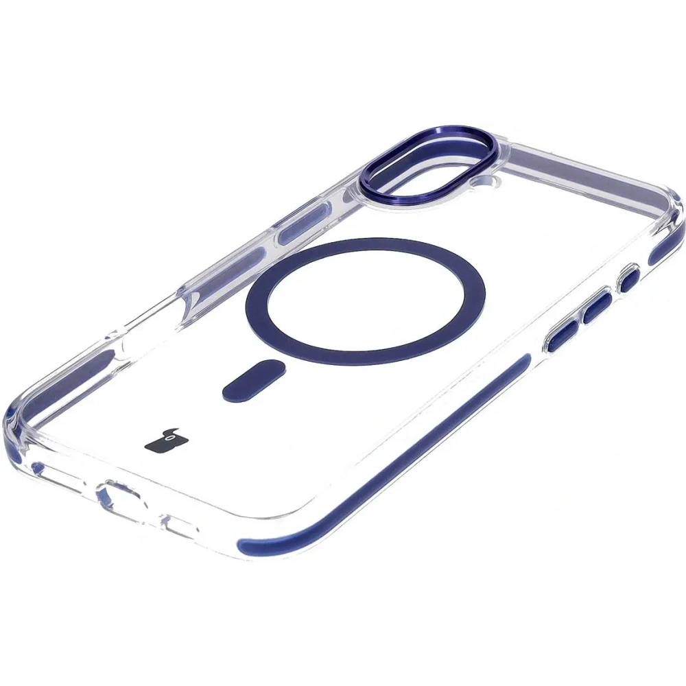 Hurtownia GSM - Etui s magnetickým kroužkem Bizon Case Marco pro Apple iPhone 16 průhledné s modrým rámem - BIZ6321 - {ean13} - Hurt