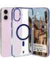 Etui s magnetickým kroužkem Bizon Case Marco pro Apple iPhone 16 Plus průhledné s modrým rámečkem