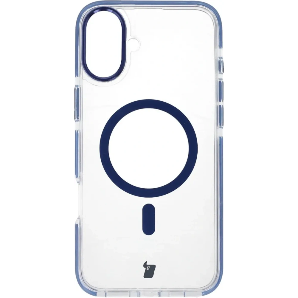 Hurtownia GSM - Etui s magnetickým kroužkem Bizon Case Marco pro Apple iPhone 16 Plus průhledné s modrým rámečkem - BIZ6322 - {ean13} - Hurt