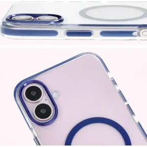 Hurtownia GSM - Etui s magnetickým kroužkem Bizon Case Marco pro Apple iPhone 16 Plus průhledné s modrým rámečkem - BIZ6322 - {ean13} - Hurt