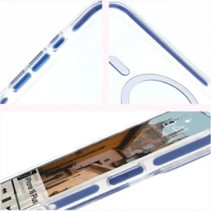 Hurtownia GSM - Etui s magnetickým kroužkem Bizon Case Marco pro Apple iPhone 16 Plus průhledné s modrým rámečkem - BIZ6322 - {ean13} - Hurt
