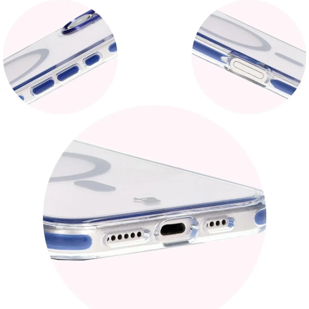 Hurtownia GSM - Etui s magnetickým kroužkem Bizon Case Marco pro Apple iPhone 16 Plus průhledné s modrým rámečkem - BIZ6322 - {ean13} - Hurt