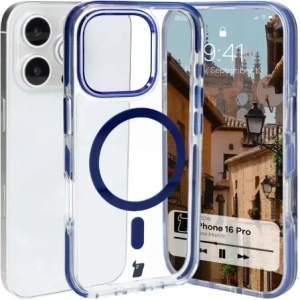 Hurtownia GSM - Etui s magnetickým kroužkem Bizon Case Marco pro Apple iPhone 16 Pro průhledné s modrým rámečkem - BIZ6323 - {ean13} - Hurt